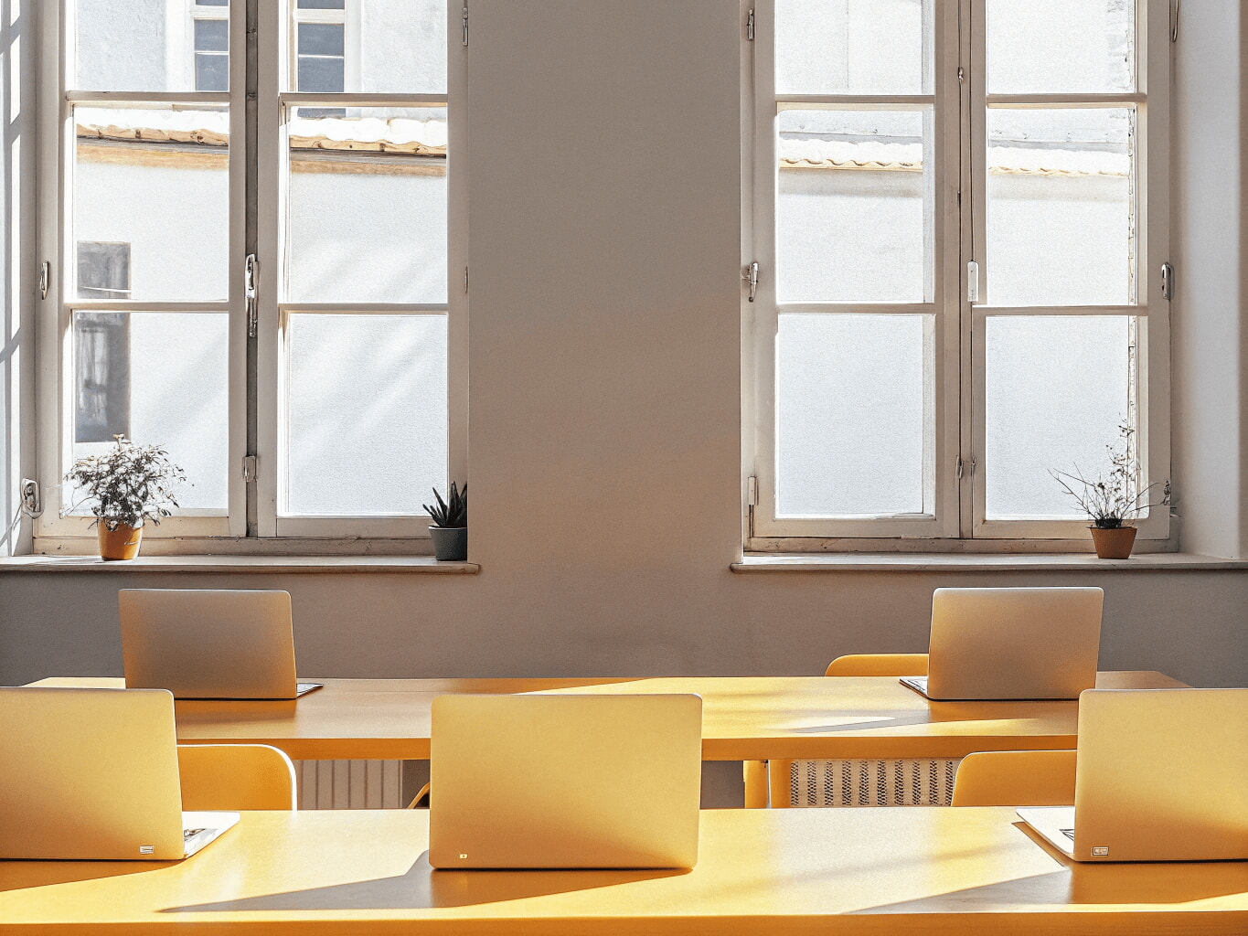 A vibrant coworking space in Lisbon with floor-to-ceiling windows
