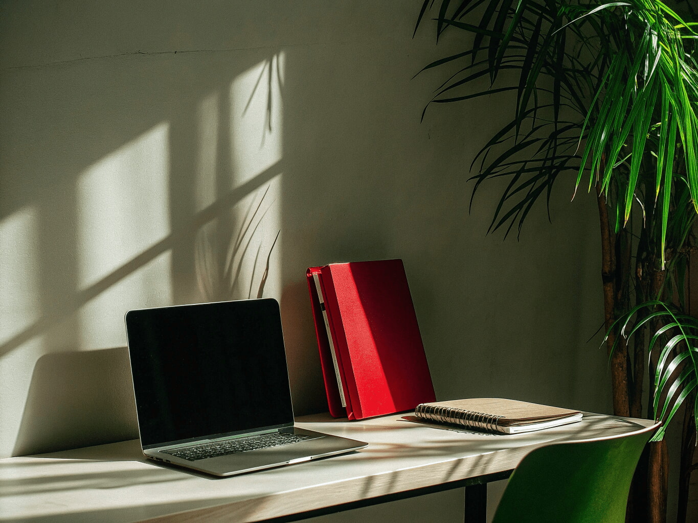 Minimalist home office with laptop